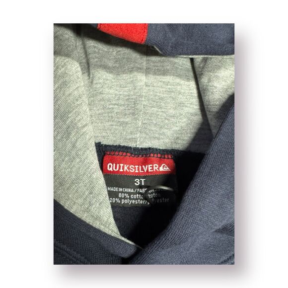 Quiksilver Hoodie Size 2T Navy‎ Blue Retro Hoodie with Logo Skater Y2K - Picture 3 of 5